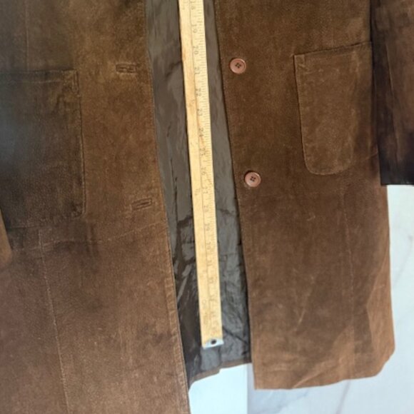 Long Brown Suede Jacket Coat - Picture 10 of 10